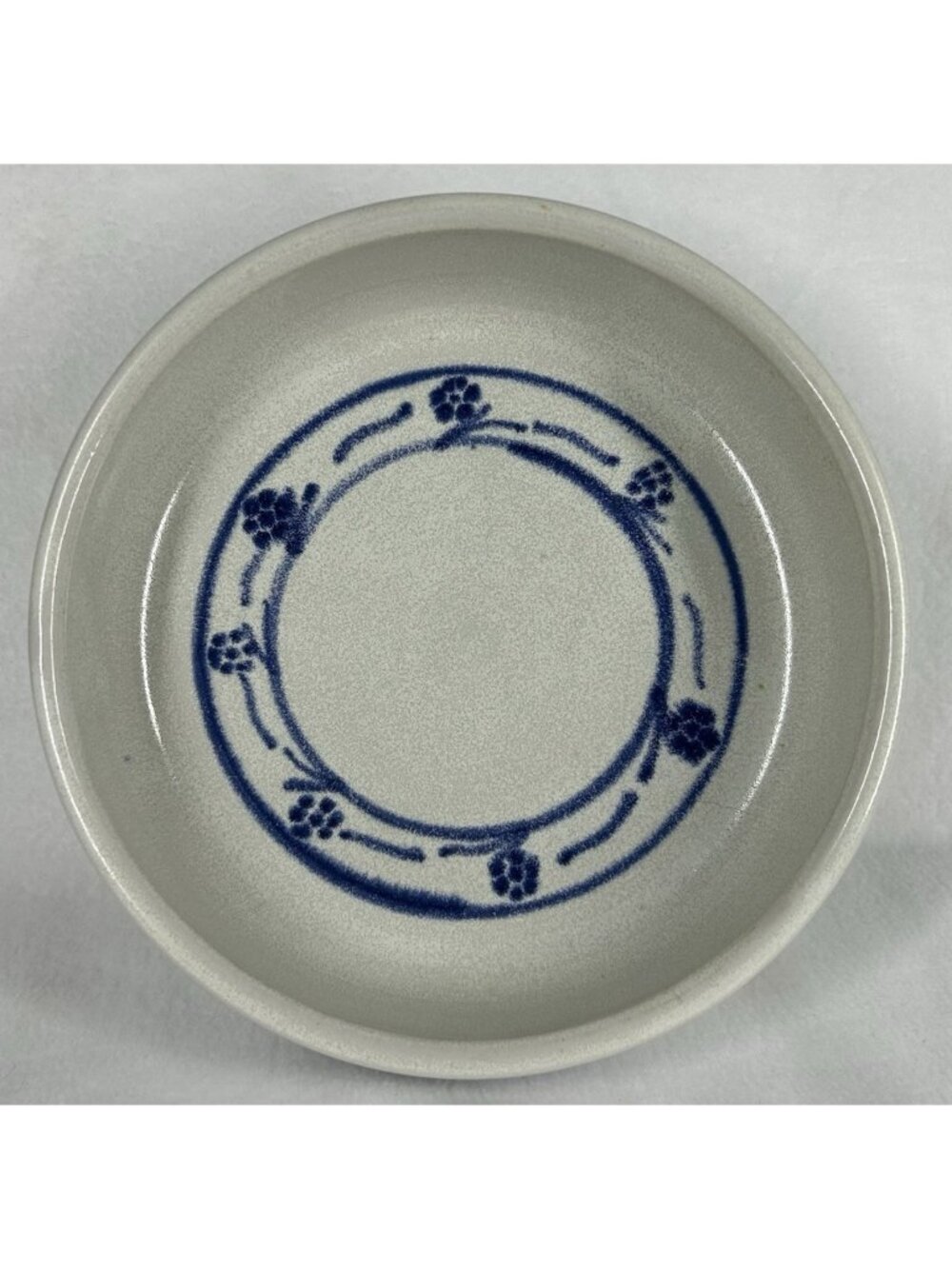 Studio Pottery Bowl, Glazed, Blue Floral Design Signed Margie '86